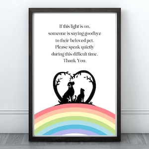 Euthanasia Notice Rainbow Bridge Printable Sign Pet Loss Notification Vet Sign Rainbow Bridge Veterinary Clinic Desk Sign