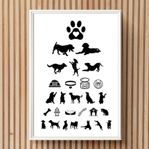 Sehtafel für Hund Druckbare Wandkunst Lustige Hundetafel Veterinärmedizin Poster Hundeschautafel druckbare Wandkunst Hunde Illustration