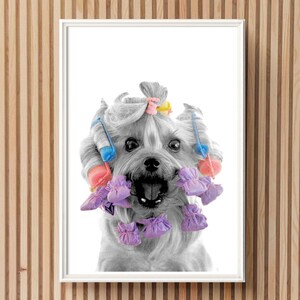 Funny Yorkie Curler Color Pop Printable Wall Art Funny Dog Groomer Decor Funny Dog Grooming Art Funny Veterinary Clinic Wall Art Digital