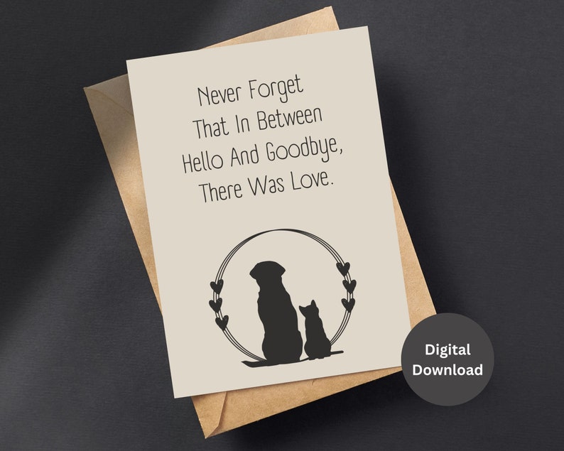 Sympathy Card for Loss of A Pet Digital Card Pet Loss Sympathy Card 5x7 Digital Card Blank