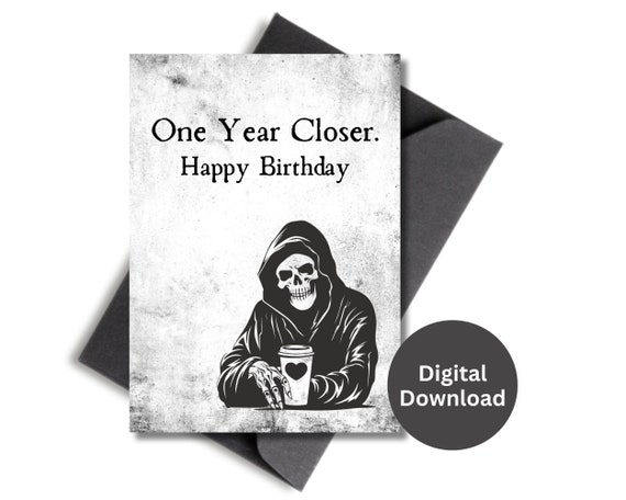 Funny Happy Birthday Card Printable 5x7 Funny Halloween Card Funny