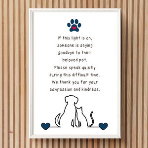 Veterinary Euthanasia Notice Printable Art Veterinarian Pet Loss Sign Vet Med Pet Euthanasia Desk Sign Printable Digital Pet Loss Notice Art