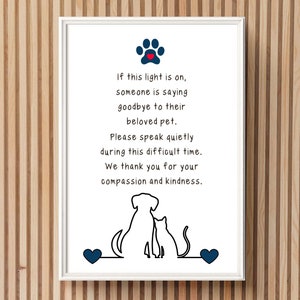 Aviso de eutanasia veterinaria arte imprimible veterinario signo de pérdida de mascotas Vet Med Pet Eutanasia escritorio signo imprimible digital aviso de pérdida de mascotas arte