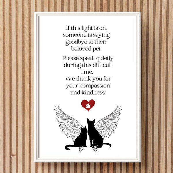 Pet Euthanasia Notice Printable Art Veterinary Clinic Euthanasia Sign Digital Print Veterinarian Office Euthanasia Notice Desk Sign Digital