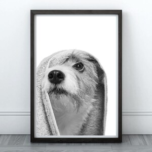 Terrier Bath Towel Printable Wall Art Terrier Dog Grooming Salon Decor Dog Bath Time Dog Groomer Wall Art Cute Dog Grooming Portrait