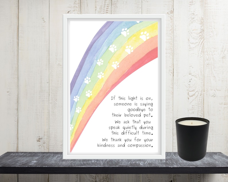 Rainbow Bridge Pet Loss Printable Sign Euthanasia Notice Vet Sign Pet ...