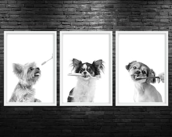 Dog Dental Trio Printable Wall Art Dog Dentist Wall Art Dog Dental Veterinary Clinic Decor Dog Toothbrush Veterinarian Office Wall Art Decor