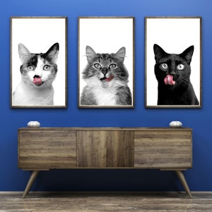 Cat Tongue Trio Color Pop Printable Wall Art Funny Cat Vet Med Art Digital Veterinary Clinic Wall Art Cat Veterinarian Office Decor Vet Art
