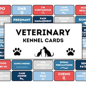 Veterinary Cage Cards USA Colors Kennel Labels Veterinarian Cage Labels USA Palette Veterinary Kennel Cards Digital Vet Precaution Cards