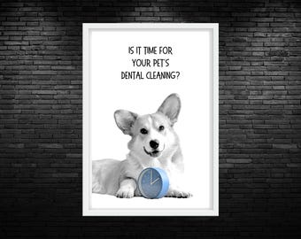 Vet Dental Cleaning Reminder Printable Wall Art Pet Dental Cleaning Reminder Poster Veterinary Clinic Dental Dog Print Veterinarian Office