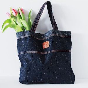 Joli sac bleu pour tous les jours, petit sac de courses réutilisable, cadeaux élégants pour professeur, sac bohème en toile, sac shopping léger