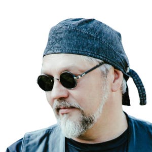 Black Denim Skull Cap: Biker Bandana, Boho Haarschmuck