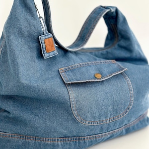 Bolso de hombro de mezclilla de gran tamaño, bolso de mano de jeans holgados de estilo bohemio, accesorio de estilo relajado, bolso de mano informal espacioso de estilo bohemio: regalo práctico para esposa
