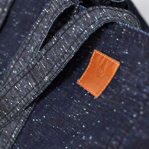 Big market bag of lightweight fabric, Extra large grocery bag, Denim high capacity shopper, Reusable oversize tote for sustainable shopping - view close up