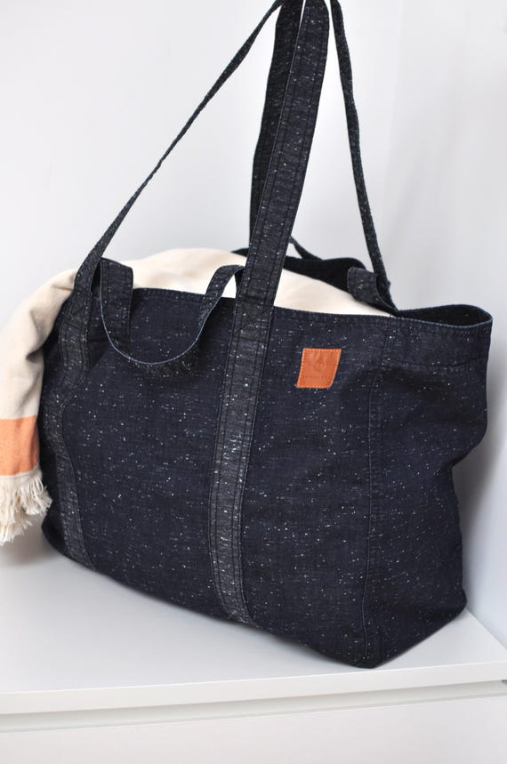 Extra large market bag, Strong denim grocery tote for sustainable shopping