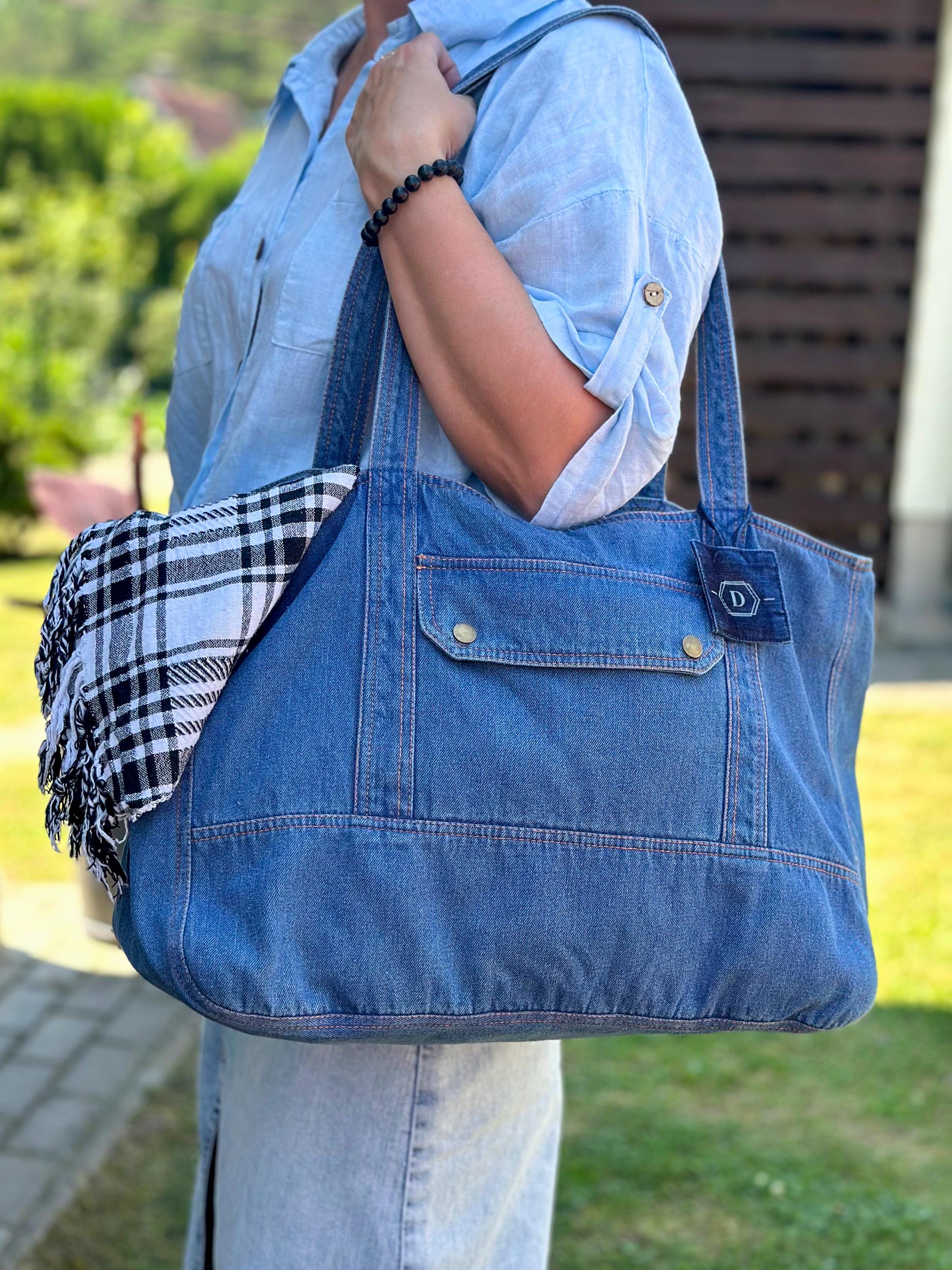 Scrappy Denim Tote: Upcycled Denim Jeans into the Headline