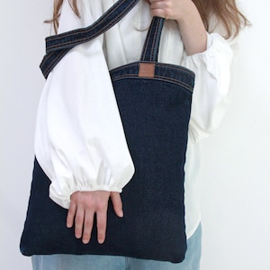Sac fourre-tout en denim cowboy - transport élégant au quotidien pour étudiants et adolescents, shopper bohème décontracté en jeans