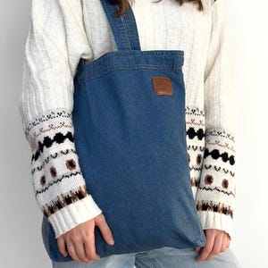 Sac shopping tendance, tendance, sac de transport unique pour tous les jours, sac fourre-tout en denim pour jeunes, sac en tissu bohème avec poche, cadeau d'anniversaire chic et polyvalent