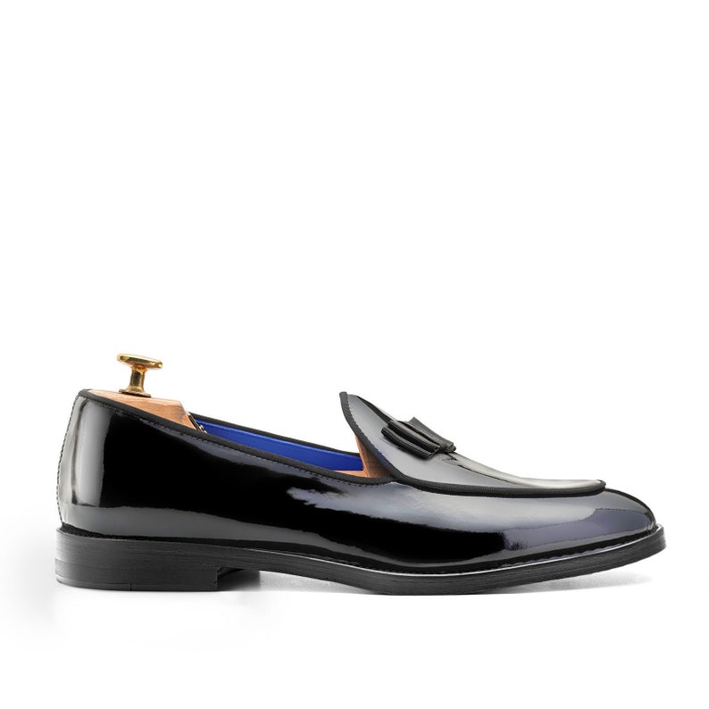 Patent Leather Loafers | Tuxedo Moccasin Shoes | Luxury Formal Loafers | Handmade Italian Shoes | Black Dress Moccasins image 3