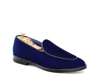 Velvet moccasin, Custom-made and handmade shoes, Men's wedding shoes, Elegant men's leather shoes, gifts for him Made in Italy