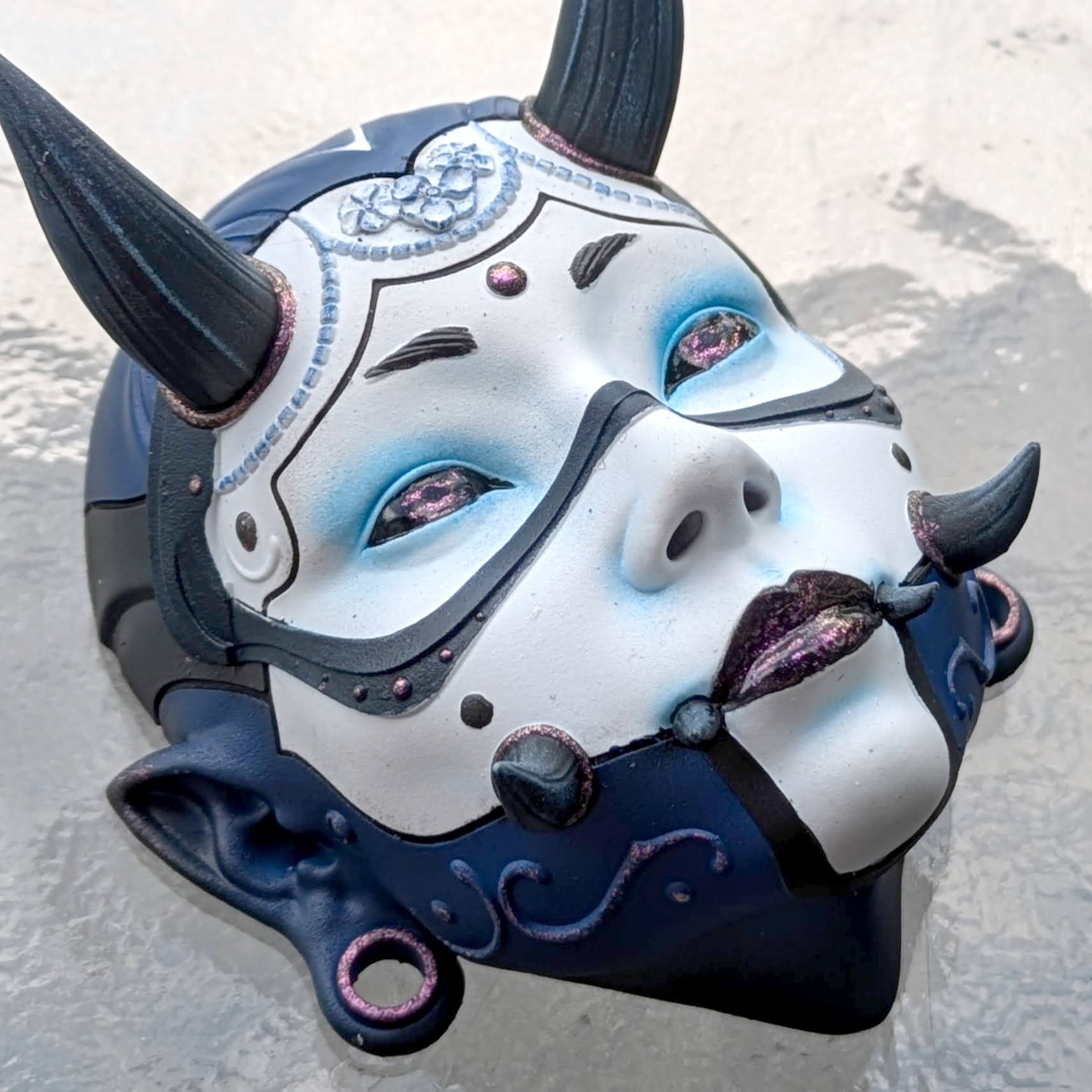 Hannya Mask Magnet: 3D Printed Oni, Japanese Cyberpunk Decor