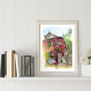 digital print, watercolour, durbuy, sketch, landscape, watercolour art, drawings, illustration, house, living room, architectural