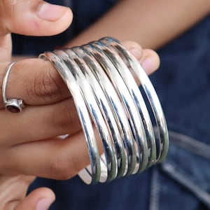 925 Sterling Silver Bangle, 12 Set of Simple Bangle, Simple