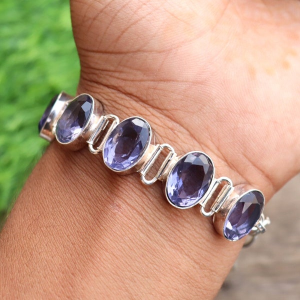 Tanzanite Bracelet, Sterling Silver Bracelet, Handmade Bracelet, December Birthstones, Charm Bracelet, Natural Tanzanite, Gemstone Bracelet