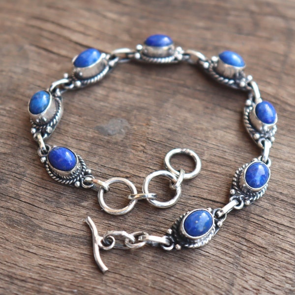 Amazing Lapis Lazuli Bracelet, Adjustable Bracelet, Popular Bracelet, Unique Bracelet, 925 Silver Bracelet, Charm Bracelet, Wedding Bracelet