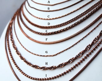 Pure Copper Chain, 100 % Genuine Antique Copper Chain necklace,Antiqued Copper Chain,Handmade Jewelry Chain For Pendant Pure Copper Jewelry
