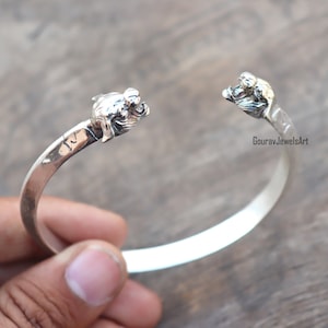 Brazalete de plata maciza 925, brazalete de diseño de león, brazalete de animal, brazalete hecho a mano, brazalete para hombre y mujer, brazalete abierto, brazalete Bohomain******