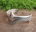 Sterling Silver Eagle Bangle: Birds Feather Design, Unique Cuff Jewelry