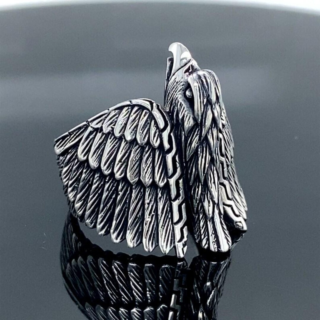 Sterling Silver Hawk Ring, Viking Gothic Signet, Bird of Prey Jewelry ...