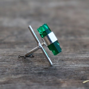 Stick Raw Green Tourmaline Gemstone Ring, Adjustable Ring, Women Jewelry, Sterling Silver Ring, October Birthstone, Handmade Ring, Gift Her
