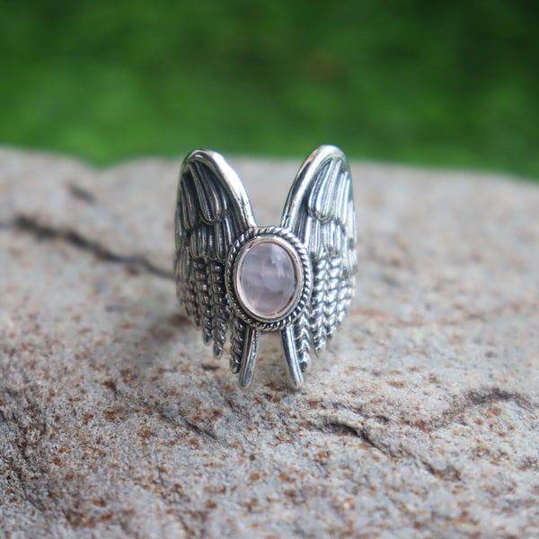 Rainbow Moonstone Ring, June Birthstone, Amazing Ring, Natural Moonstone, Sterling Silver Ring, Eagle Wing Ring, Designer Ring, Unique Ring*