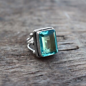 Handmade Aquamarine 925 Silver Ring: Boho Gemstone Jewelry