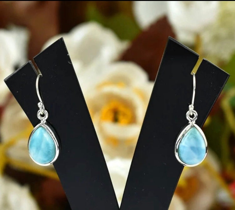 Amazon.com: POPLYKE Larimar Earrings Necklace Set for Women