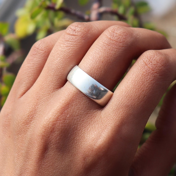 Handmade Wide Sterling Silver Band Ring: Boho Statement Jewelry