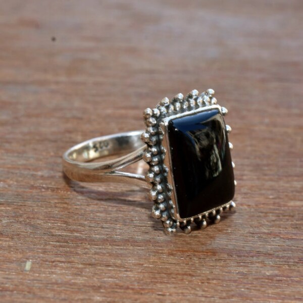 Black Onyx Ring, Designer Ring, Statement Ring, Natural Black Onyx, Handmade Ring, Unique Ring, December Birthstone, Elegant Ring****