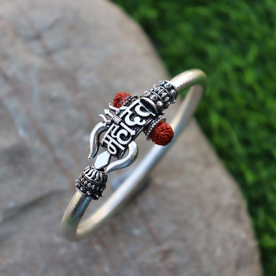 Rudraksha Shiv Trishul Damroo Pure Bangle Open Mahadev Bracelet Unisex Cuff Bangle for Men Women and Boys Fashion Jewelry Boho Bangle Etsy