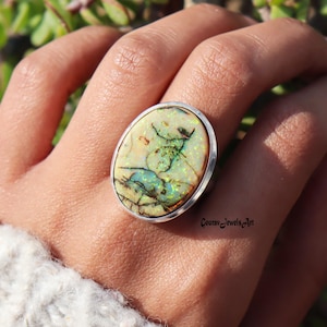 Natural Monarch Opal Ring, Gemstone Ring, 925 Sterling Silver Ring, Statement Ring, Oval Gemstone Ring, Natural Opal Jewelry, Designer Ring