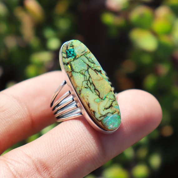 Designer Monarch Opal Ring, Four Band Ring, 925 Sterling Silver