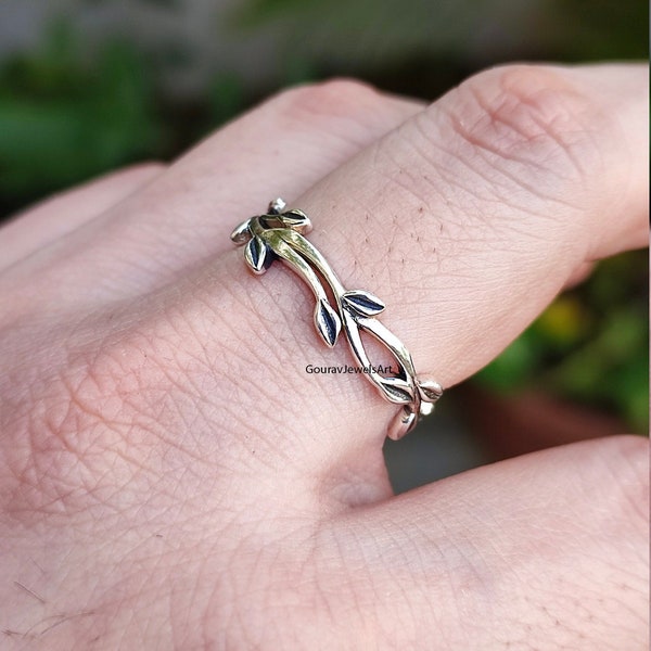 Leaf Designer Ring, Solid 925 Sterling Silver Ring, Marquise Leaf Ring, Dainty Vine Ring, Promise Ring, Minimalist Flower Ring, Gift For Her
