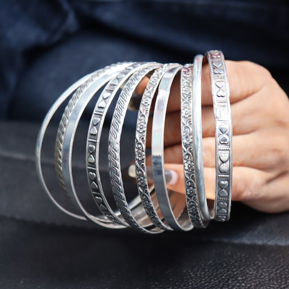 アクセサリー silver 925 simple design bangle Oval C Z Set Hinged Solid Silver Bangle - Etsy