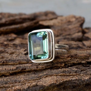 Baguette Aquamarine Ring: 925 Sterling Silver Wedding Jewelry