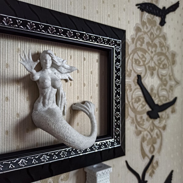 Mermaid 3D Statue Artwork for Wall / Classical Sculptures / Famous Sculptures / Wall Art  Statues 3D Printed / Home Decor Gifts / Wall Decor