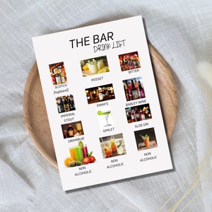 Bar Menu Template, Modern Editable Drink Menu Template, Minimalist Printable Bar Menu, Signature Drinks Sign, Signature Cocktails Sign,
