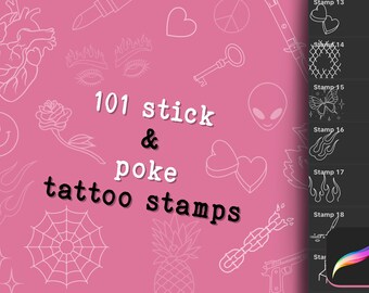 Stick & Poke Tattoo Designs / Procreate Brush Set / Tattoo Stencils and Flash / DIY Tattoo
