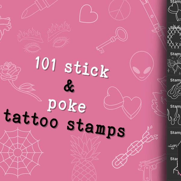 Stick & Poke Tattoo Designs / Procreate Brush Set / Tattoo Stencils and Flash / DIY Tattoo