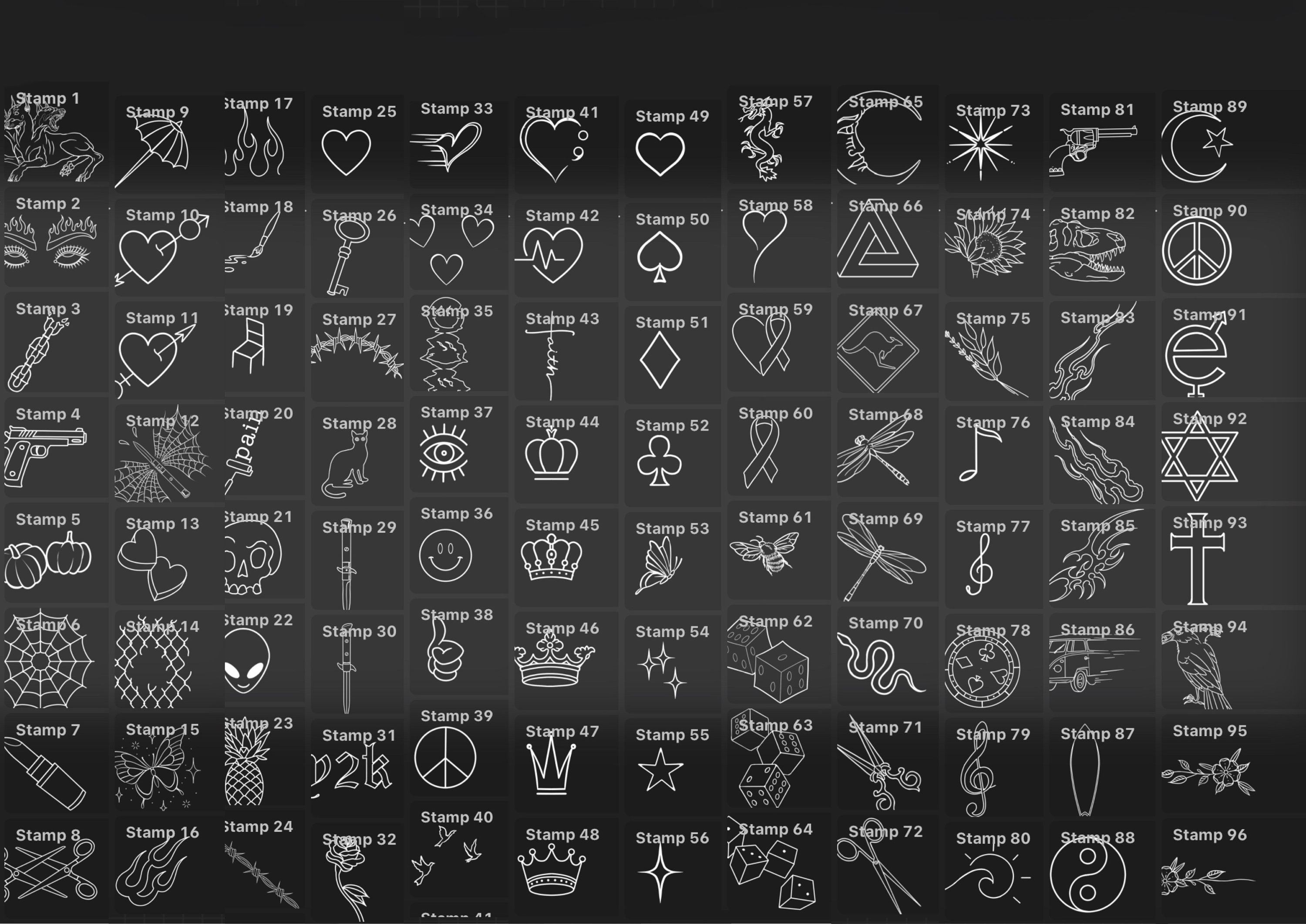 Stick & Poke Sketchbook / Tattoo Stamps / Procreate Brush Set / Tattoo